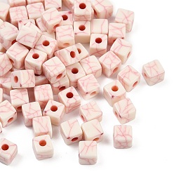 Красный Акриловые бусины имитация бирюзы, кубические, красные, 6x6x6 мм, отверстие : 2 мм, Около 2083 шт / 500 г