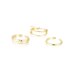 Golden Brass Cuff Toe Rings, Stackable Rings, Mixed Style, Golden, 13.5~14mm, 3pcs/set