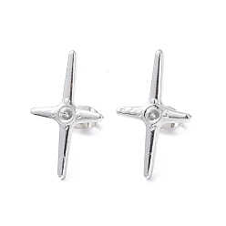 Нержавеющая Сталь Цвет Не тускнеет 304 фурнитура для сережек-крестиков из нержавеющей стали, настройки серьги для горного хрусталя, цвет нержавеющей стали, Подходит для: 2.5 mm горный хрусталь, 23.3x14 мм, штифты : 0.8 мм