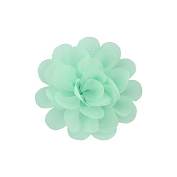 Aquamarin Handgefertigte gewebte Ornament-Accessoires, 3d Blume aus Chiffonstoff, Aquamarin, 50 mm