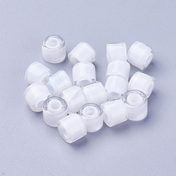 Белый Бусины лэмпворк , колонка, белые, 7.5~8x6~6.5 мм, отверстие : 3 мм