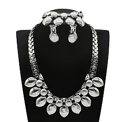 Horse Eye Комплекты из цепочек из сплава, серег-гвоздиков и браслетов, платина, лошадиный глаз , 430мм и 192мм и 33x15мм