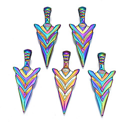 Rainbow Color Подвески из сплава цвета радуги, без кадмия, без никеля и без свинца, формы меча, 47x20x9.5 мм, отверстие : 6 мм