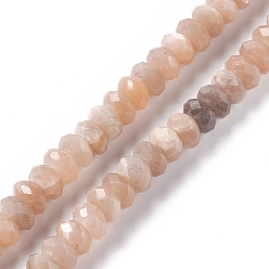 Sunstone Natural Sunstone Beads Strands, Faceted, Rondelle, 7.5~8x4~4.5mm, Hole: 1mm, about 87~94pcs/strand, 15.24~15.43 inch(38.7~39.2cm)