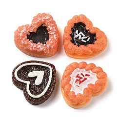 (52) Непрозрачная лаванда Сердце торт непрозрачная смола имитация еды декодированные кабошоны, для изготовления ювелирных изделий, разноцветные, 21.5x22.5x8 мм