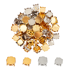 Golden & Stainless Steel Color 201 Stainless Steel Sew on Prong Settings, Claw Settings for Pointed Back Rhinestone, Flat Round, Golden & Stainless Steel Color, Tray: 9mm/10mm, 9.5x7mm, 11x6mm, Hole: 1mm, 400pcs/box