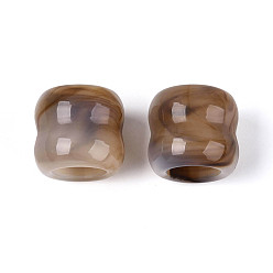 Верблюжий Двухцветные непрозрачные акриловые бусины, бусины с большим отверстием, имитация драгоценных камней, рифленая колонна, верблюжие, 20x18.5 мм, отверстие : 12 мм