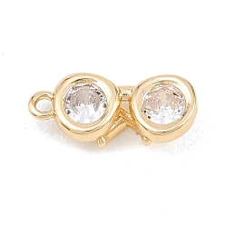 Glasses Латунные микро проложить кубического циркония подвески, реальный 14 k позолоченный, очки, 15x6x4.5 мм, отверстие : 1.4 мм