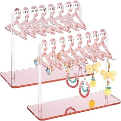 Розовый 2 наборы акриловых подставок для сережек, Держатель-органайзер для сережек с мини-вешалками 8 шт., формы вешалок, туманная роза, готовое изделие: 15x6x11.7 см, о 10 шт / комплект
