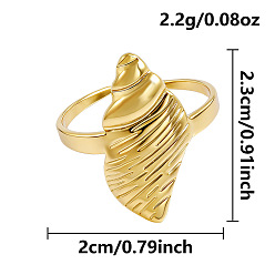 Золотой 304 открытые кольца манжеты из нержавеющей стали, форма раковины, золотые, 23 мм, внутренний диаметр: 20 мм