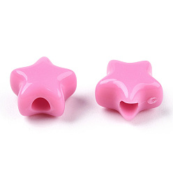 Бледно-Розовый Непрозрачные акриловые бусины, звезда, розовый жемчуг, 9x9.5x5.5 мм, отверстие : 2.5 мм, Около 2050 шт / 500 г