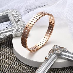 Розовое Золото Ионное покрытие (IP) 304 шарнирные браслеты из нержавеющей стали для женщин, розовое золото , внутренний диаметр: 2x2-3/8 дюйм (5x6 см)