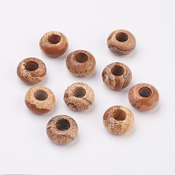 Rhodonite Natural Picture Jasper European Beads, Large Hole Beads, Rondelle, 14x7~8mm, Hole: 6mm