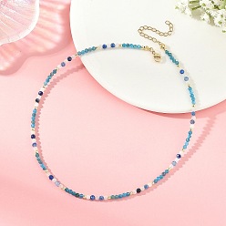 Apatite Natural Apatite Faceted Round Beaded Necklaces, Golden, 15.35 inch(39cm)