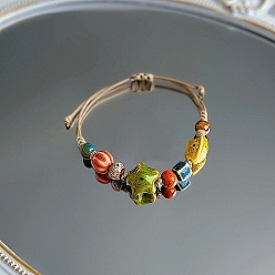 Разноцветный Фарфоровые бусины плетеные браслеты из бисера для женщин, разнообразные, красочный, 4~9-7/8 дюйм (10~25 см)