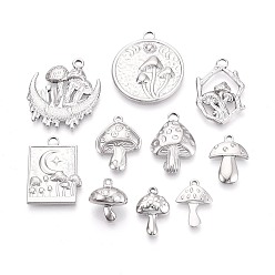 Нержавеющая Сталь Цвет 10 шт. 304 подвески из нержавеющей стали, грибные прелести, цвет нержавеющей стали, 14.5~29x11~22.5x1.5~9.5 мм, отверстие : 1.2~2.7 мм