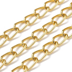 Golden Oxidation Aluminum Curb Chains, Unwelded, with Spool, Golden, 12x8x1.5mm, about 164.04 Feet(50m)/Roll