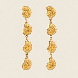 Настоящее золото 18K 304 серьги-гвоздики с кисточками из нержавеющей стали, реальный 18 k позолоченный, 60x9.6 мм