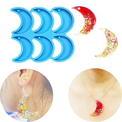 Темно-Голубой Луна diy кулон силиконовые формы, формы для литья смолы, для изготовления уф-смолы и эпоксидной смолы, 6 полости, глубокое синее небо, 97x110x7 мм, отверстие : 3 мм, внутренний диаметр: 18x45 мм