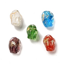 (52) Непрозрачная лаванда Бусины лэмпворк ручной работы с золотым песком, самородки, разноцветные, 13.5x10x9 мм, отверстие : 1.6 мм
