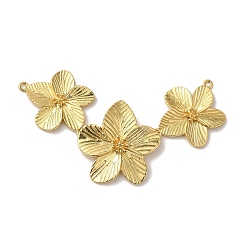 Настоящее золото 18K Стеллаж гальваника латунь большие подвески, без кадмия и без свинца, долговечный, цветок, реальный 18 k позолоченный, 67x24x2.5 мм, отверстие : 1.2 мм