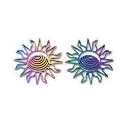 Rainbow Color Ионное покрытие (ip) 304 кобохоны из нержавеющей стали, солнце, Радуга цветов, 25x25x1.5 мм