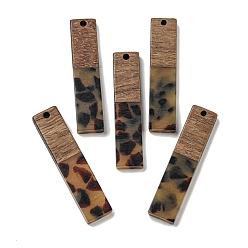 Верблюжий Деревянные подвески из смолы и ореха, прямоугольные, верблюжие, 45x10x4.5 мм, отверстие : 2 мм