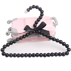 Черный Полиуретановая вешалка для одежды миниатюрная модель, аксессуары для кукольного домика с микро-ландшафтом, со стеклянной жемчуг, притворяясь опорными украшениями, чёрные, 200 мм