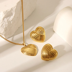 Настоящее золото 18K Стильные 304 комплекты из серег-гвоздиков и ожерелий с подвесками из нержавеющей стали для женщин, реальный 18 k позолоченный