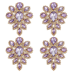 Танзания 4шт. каплевидной формы стразы горячей фиксации, аппликации из сплава горного хрусталя, для свадебного платья своими руками, обуви, танзанитом, 57x45 мм