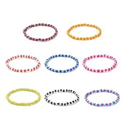 Mixed Color Glass Seed Beads Beaded Bracelets Sets, Two Tone Stretch Bracelets for Woman, Mixed Color, 1/8 inch(0.45cm), Inner Diameter: 2~2-1/8 inch(5~5.4cm), 8pcs/set
