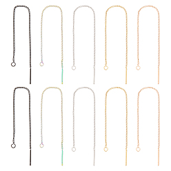 (52) Непрозрачная лаванда 10 пары 5 цвета 304 фурнитура для сережек-гвоздиков из нержавеющей стали, с отверстием, нить, разноцветные, 109x1x0.4 мм, отверстие : 1.7 мм, штифты : 0.7 мм, 2 пары / цвет