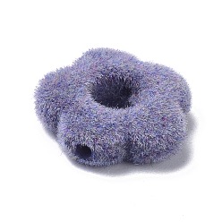 Medium Purple Flocky Resin Beads, Flower, Medium Purple, 14x15x4mm, Hole: 1.4mm