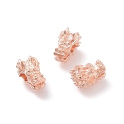 Розовое Золото Сплавочные овальные бусины тибетского стиля , голова дракона, розовое золото , 12x7.5x8 мм, отверстие : 3 мм