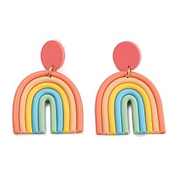 Красный Серьги-гвоздики из полимерной глины в форме арки для женщин, красные, 60x40 мм