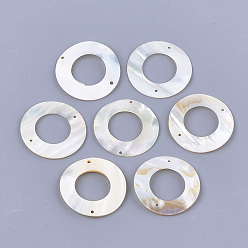 Seashell Color Freshwater Shell Links, Ring, Seashell Color, 40x1.5~2.5mm, Hole: 1.5mm