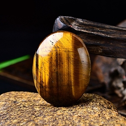 Тигровый глаз Натуральный тигровый глаз овальный массажер для ладони из камня, Камень беспокойства для терапии беспокойства, 45x35x15 мм