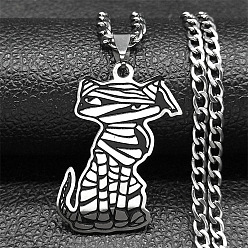 Нержавеющая Сталь Цвет 201 подвесные из нержавеющей стали ожерелья, мама-кошка, цвет нержавеющей стали, 23.62 дюйм (60 см)