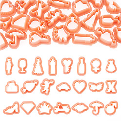 Salmon Plastic Molds, Clay Cutters, for Earring Making, Mixed Shapes, Salmon, 25~45.5x20~45x15mm, 22pcs/set