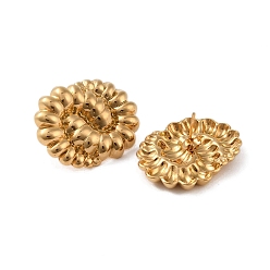 Golden 304 Stainless Steel Earrings, Flower, Golden, 31x23mm