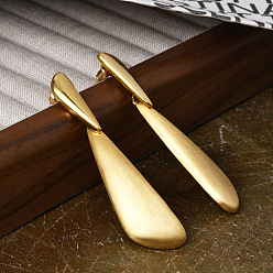 Настоящее золото 18K Серьги-гвоздики из латуни для женщин в форме каплевидной формы, реальный 18 k позолоченный, 65x14 мм