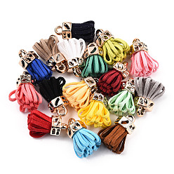 Mixed Color Faux Suede Tassel Pendant Decorations, with Rose Gold CCB Plastic Cord Ends, Mixed Color, 25~26.5x13.5~20mm, Hole: 3mm