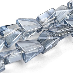 Slate Gray Pearl Luster Plated Electroplate Transparent Glass Beads Strands, Faceted Polygon, Slate Gray, 8x7x5mm, Hole: 1mm, about 80pcs/strand, 25.04 inch(63.6cm)