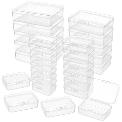 Прозрачный 32шт 4 стили прозрачные пластиковые ящики для хранения, контейнеры для бисера с откидной крышкой, прямоугольные, прозрачные, 4.6~12.5x5.15~10x2.06~3.2 см