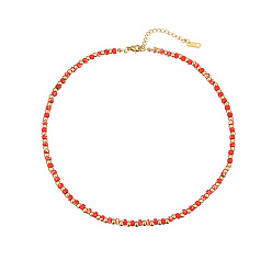 Red Natural Dyed Jade Beaded Necklaces for Women, Red, 14.96 inch(38cm)