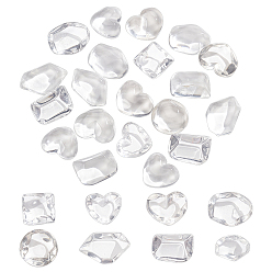 Clear 32Pcs 8 Style Transparent Resin Cabochons, Glass Sensation, Mixed Shapes, Clear, 16~22.5x14~21.5x6.5~8mm, 4pcs/style