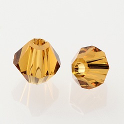 Goldenrod Faceted Bicone Grade AAA Transparent Glass Beads, Goldenrod, 4x3mm, Hole: 1mm, about 720pcs/bag