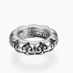 Античное Серебро 304 из нержавеющей стали разделительные бусины, рондель, античное серебро, 8.5x2.5 мм, отверстие : 5 мм