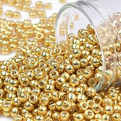 (557) Gold Metallic Тохо 8/0 круглые бусины, японский бисер, (557) золотой металлик, 3 мм, отверстие : 1 мм, Около 222 шт / 10 г