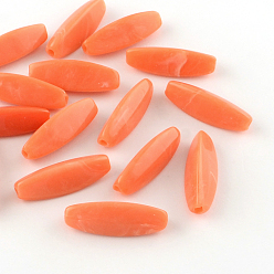 Коралловый Риса имитация драгоценных камней акриловые бусины, Удлиненные овальные бусины, коралл, 28x9x9 мм, Отверстие : 2 мм , около 400 шт / 500 г